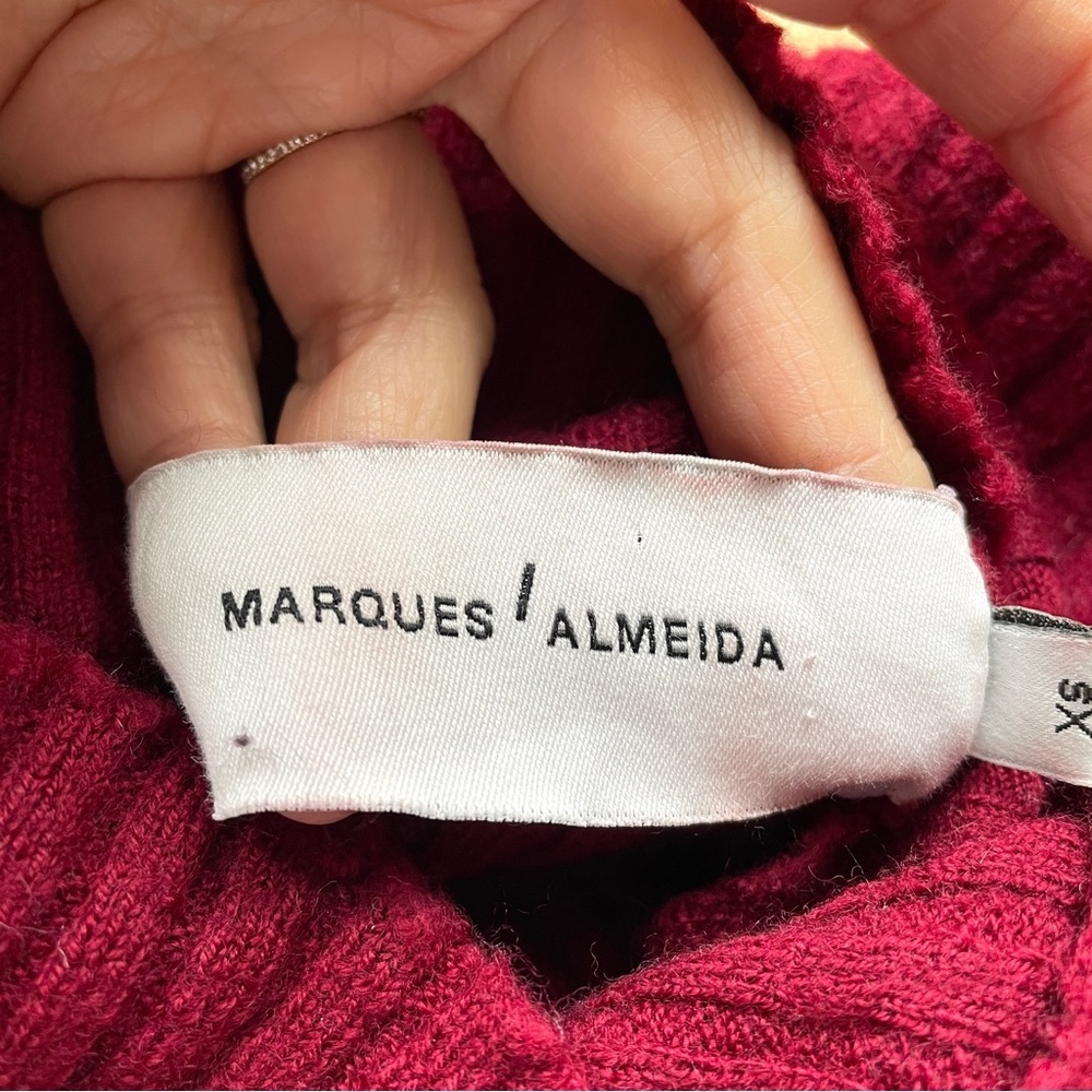 Marques Almeida Burgundy Ribbed Merino Wool Sweater - XS/S - Picture 7 of 12
